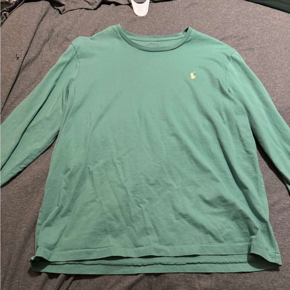 Long sleeve mint polo shirt